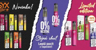 NOVINKY SYX BAR + 🤩🤩💨 až 1000 potahu a s lepší chutí 🫐🥝🍇🥥🍓😐🍍🍌 https://www.elektronicka-cigareta-vapeman.cz/syx-bar-vape/